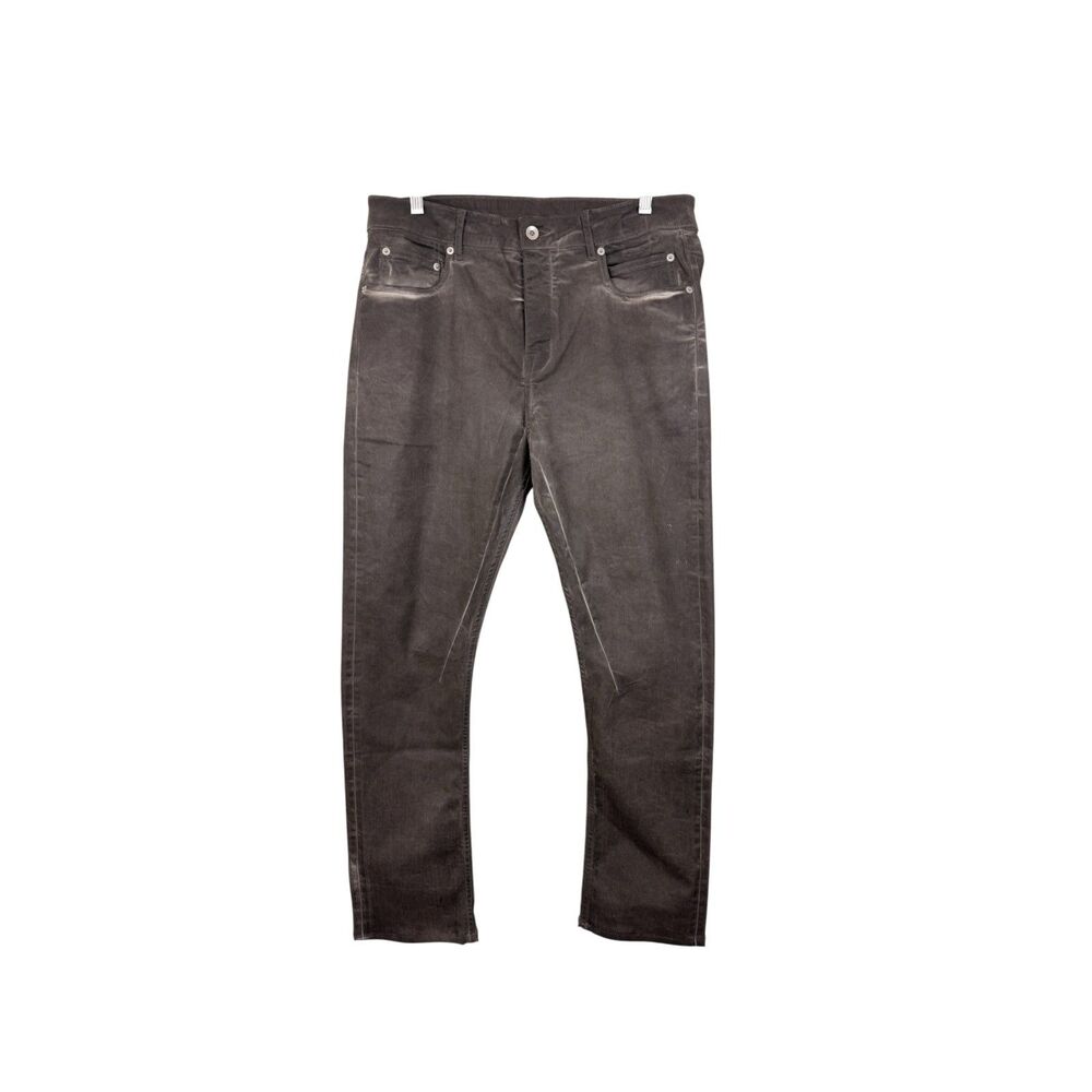 Rick Owens Detroit Cut Waxed Denim Jeans Sz 32 Dark Dust Gray (Actual 34x28)